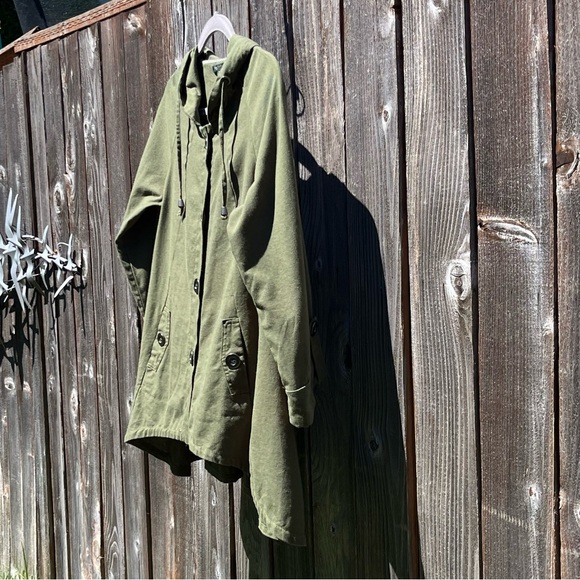 For Cynthia green linen blend hooded flare jacket size medium - Picture 8 of 16